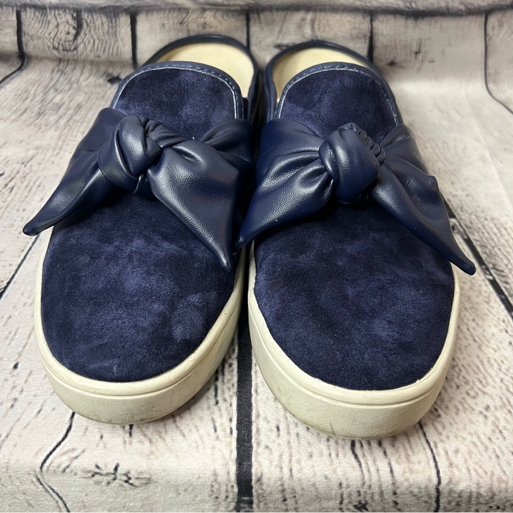 Spenco Barbados Orthotic Bow Suede Mules in Navy Blue Size 8 - Picture 8 of 10